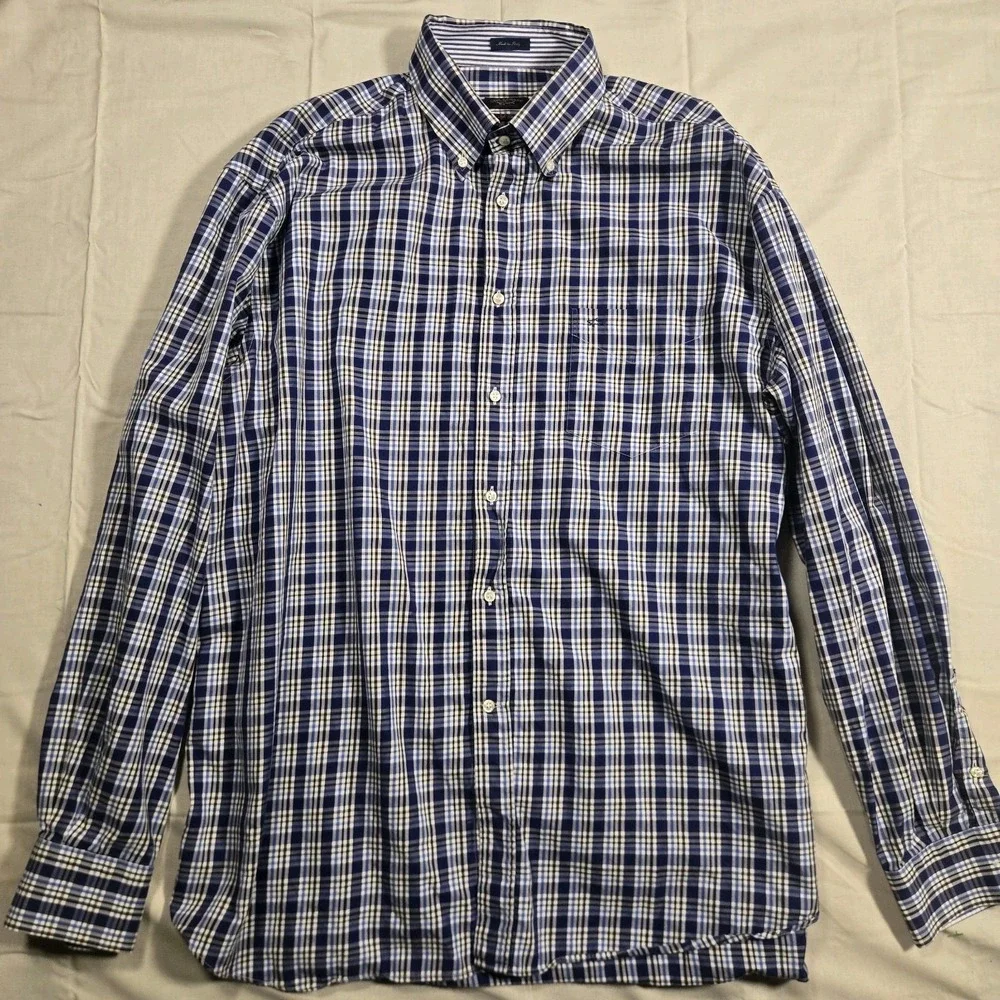 Paul & Shark men's long sleeve checked plaid formal button up shirt size 45